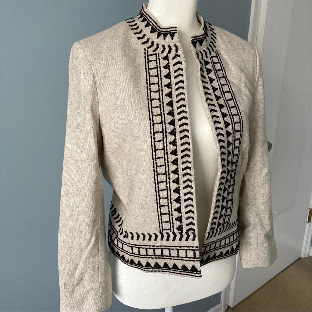 Ann Taylor embroidered linen blazer